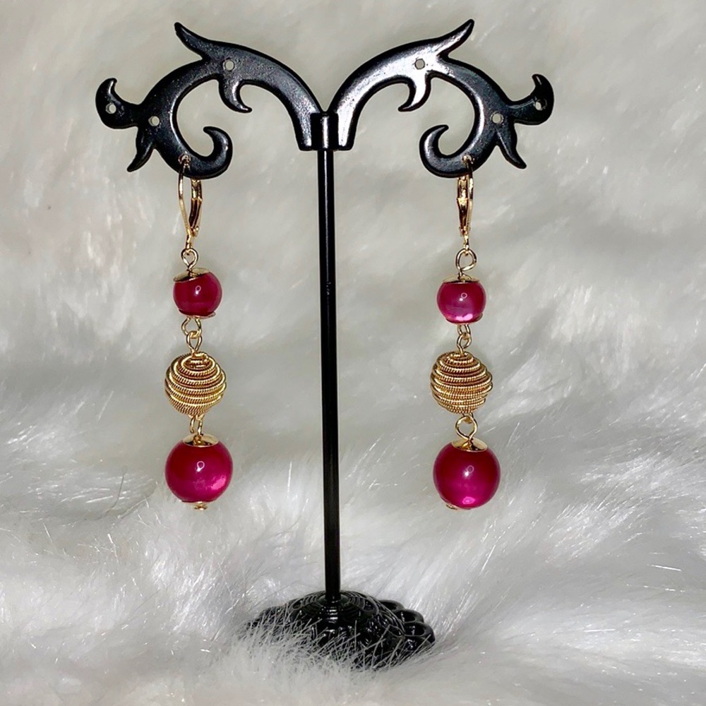 Pink and Gold Earrings